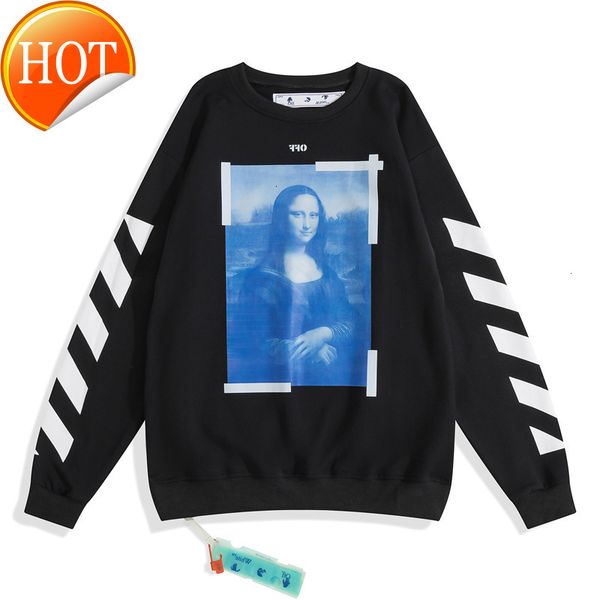 white lisa off mona 21ss oil painting terry sweater men's and women's round neck loose style, Black
white lisa off mona 21ss oil painting terry sweater men's and women's round neck loose style, Black