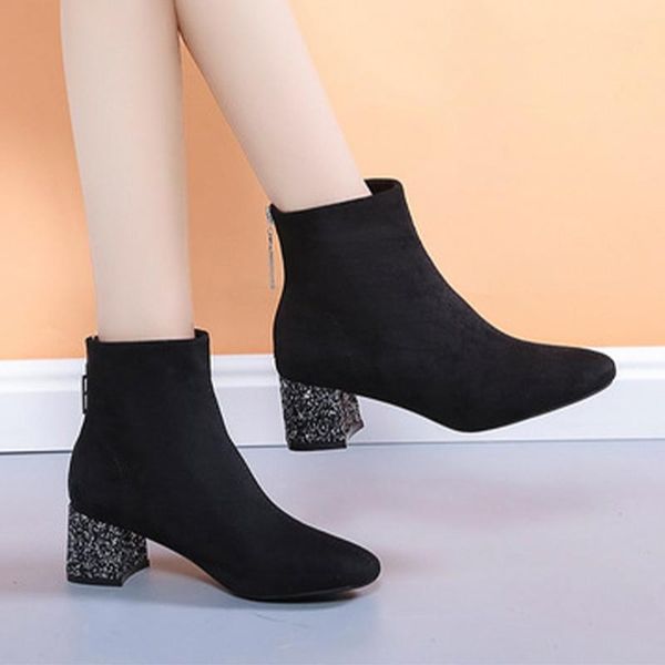 boots women's short plush winter shoes for women 2021 flock mid heels ladies ankle pointed toe botas femininas, Black
boots women's short plush winter shoes for women 2021 flock mid heels ladies ankle pointed toe botas femininas, Black