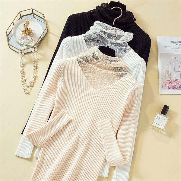 women's sweaters fashion lace neck thin knitted pullover sweater women turtleneck female autumn winter underwear juper pull femme, White;black
women's sweaters fashion lace neck thin knitted pullover sweater women turtleneck female autumn winter underwear juper pull femme, White;black