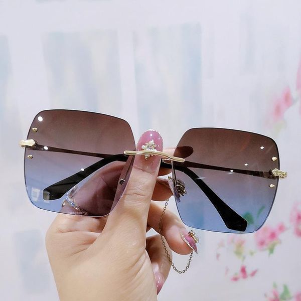 sunglasses summer tinted color lens rimless women men gradient mirrors oversized sun glasses female frameless metal eyeglasses, White;black
sunglasses summer tinted color lens rimless women men gradient mirrors oversized sun glasses female frameless metal eyeglasses, White;black