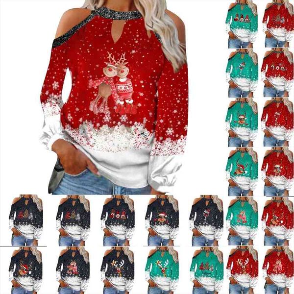Christmas Women Sexy Sweater Autumn V-neck Long Sleeve Jumper Strapless Elk Printed Pullover Tops Christmas Pull Noel Femme, White;black
Christmas Women Sexy Sweater Autumn V-neck Long Sleeve Jumper Strapless Elk Printed Pullover Tops Christmas Pull Noel Femme, White;black
