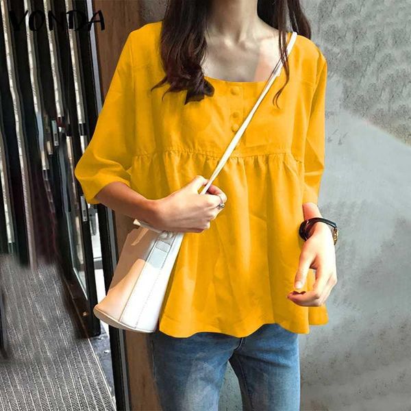 women's blouses & shirts vonda 2021 women casual square collar solid loose pleated bohemian blusas femininas ladies blouse, White
women's blouses & shirts vonda 2021 women casual square collar solid loose pleated bohemian blusas femininas ladies blouse, White