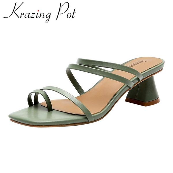 krazing pot cow leather square toe med heels strange style sweet simple french romantic mules slip on women sandals l80, Black
krazing pot cow leather square toe med heels strange style sweet simple french romantic mules slip on women sandals l80, Black