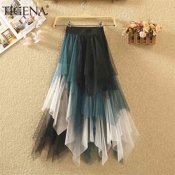 tigena long tutu tulle skirt women fashion summer korean irregular contrast color high waist pleated maxi skirt female 210408, Black
tigena long tutu tulle skirt women fashion summer korean irregular contrast color high waist pleated maxi skirt female 210408, Black