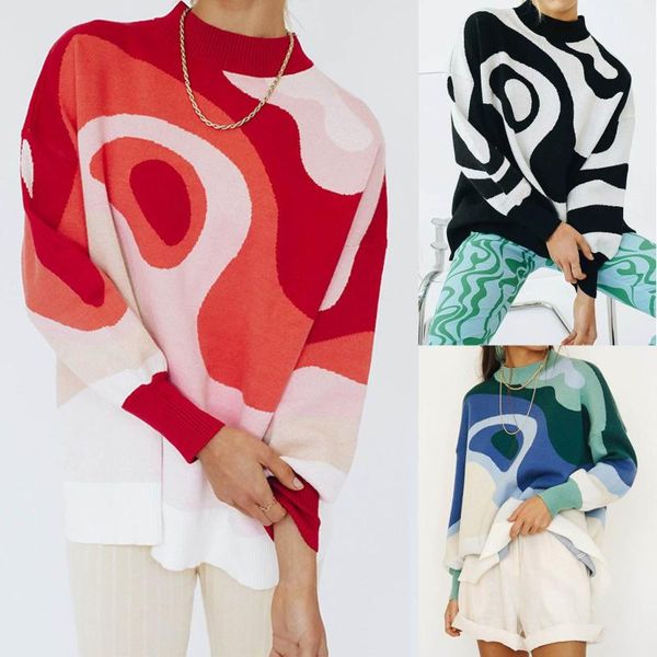 women's sweaters love long-sleeved autumn winter sweater retro color matching rainbow print half high neck pullover, White;black
women's sweaters love long-sleeved autumn winter sweater retro color matching rainbow print half high neck pullover, White;black