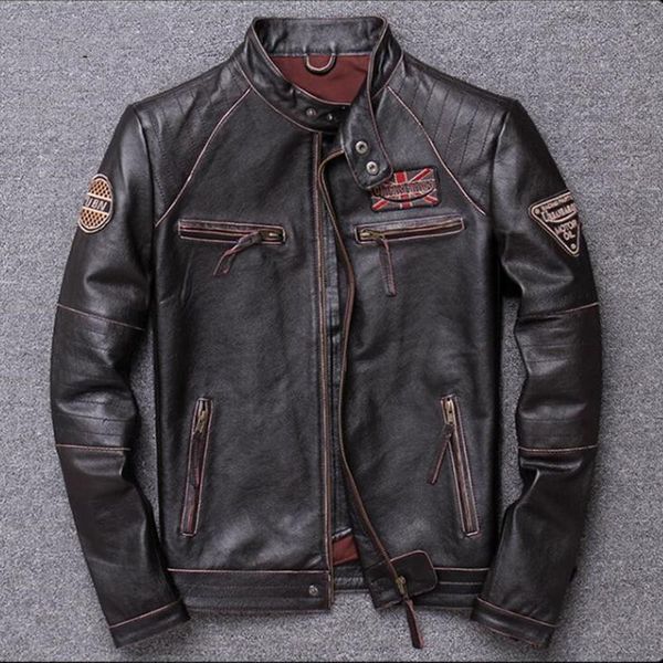 super fast men's vintage leather jacket plus size brown slim fit motorcycle genuine cowhide spring autumn coat & faux, Black
super fast men's vintage leather jacket plus size brown slim fit motorcycle genuine cowhide spring autumn coat & faux, Black