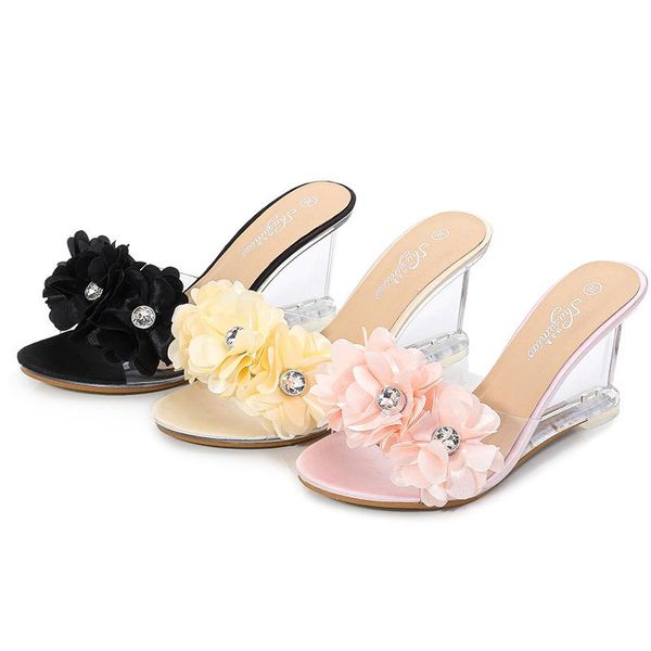 summer crystal transparent high-heel rhinestone flower wedge sandals ladies clear women's, Black
summer crystal transparent high-heel rhinestone flower wedge sandals ladies clear women's, Black