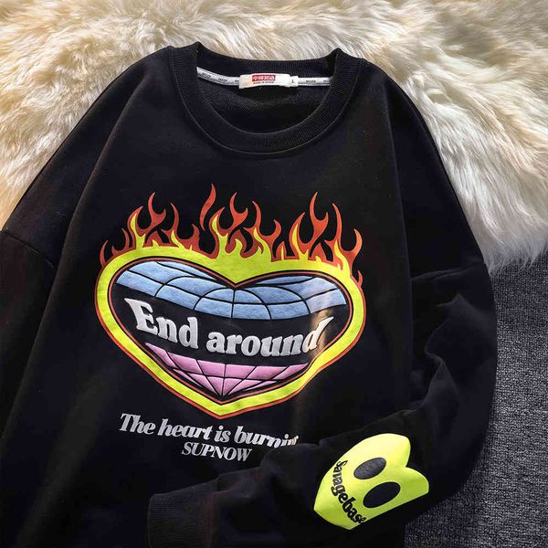 sweaters knit 2021 autumn winter men's street personalized foam flame love printing brand loose and women's pullover sweater, White;black
sweaters knit 2021 autumn winter men's street personalized foam flame love printing brand loose and women's pullover sweater, White;black