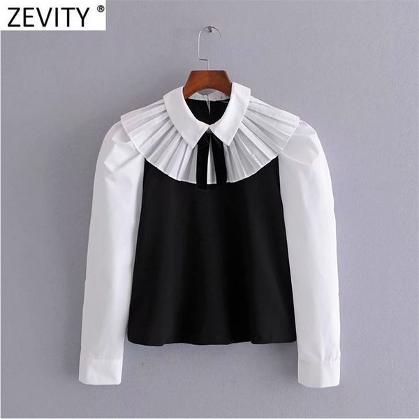 women sweet bow decoration black white patchwork smock blouse office ladies pleated casual shirts chic blusas ls7418 210420
women sweet bow decoration black white patchwork smock blouse office ladies pleated casual shirts chic blusas ls7418 210420