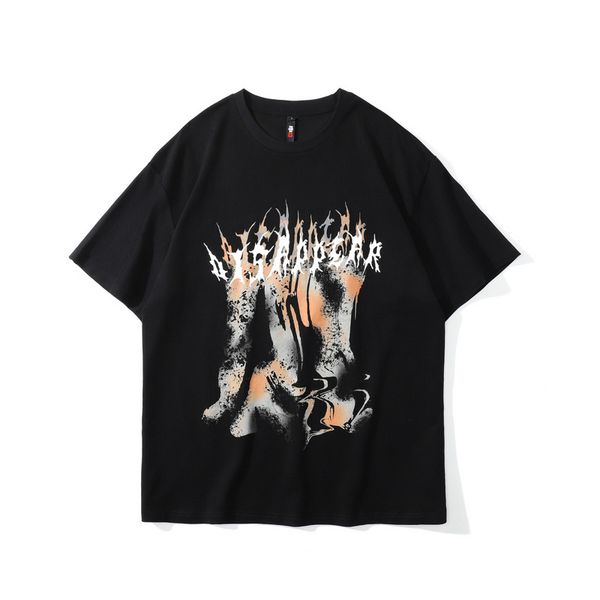 oversize hip hop print short sleeve t shirt men's high street hiphop loose top, White;black 
oversize hip hop print short sleeve t shirt men's high street hiphop loose top, White;black