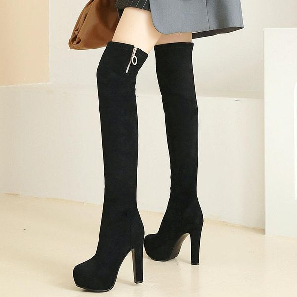 boots autumn platform women flock square high heel over the knee slip on stretch long winter ladies shoes size 43, Black
boots autumn platform women flock square high heel over the knee slip on stretch long winter ladies shoes size 43, Black