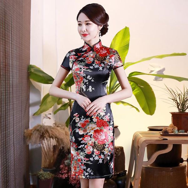 ethnic clothing print flower cheongsam classic women satin vestidos slim short sleeve evening dress traditional chinese qipao mandarin colla, Red
ethnic clothing print flower cheongsam classic women satin vestidos slim short sleeve evening dress traditional chinese qipao mandarin colla, Red