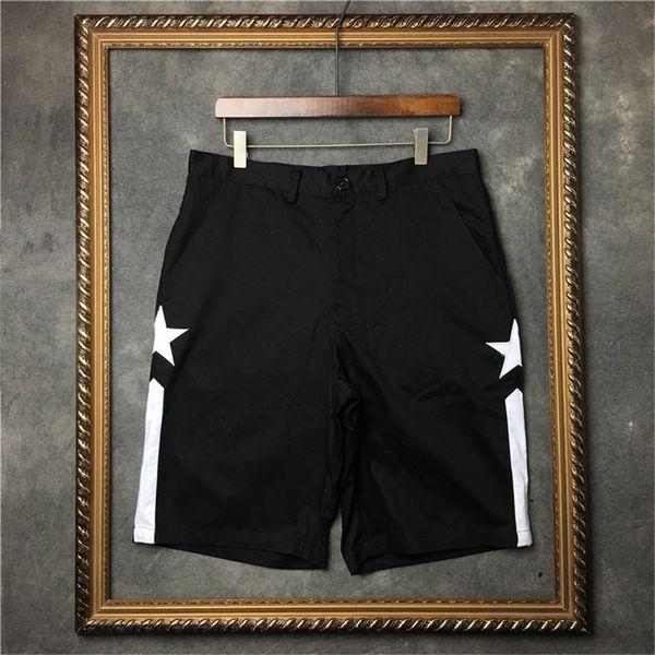 three-dimensional embroidery white five-star striped short solid color five-point shorts men's and women's casual pants, White;black
three-dimensional embroidery white five-star striped short solid color five-point shorts men's and women's casual pants, White;black