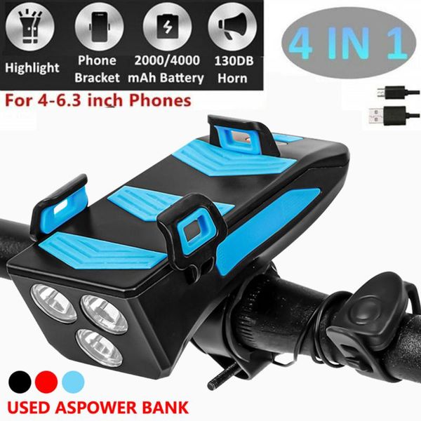 4in1 multi-function upgraded bicycle phone holder with 4000mah power bankled bike head lamp 3 led cycling front light for lights
4in1 multi-function upgraded bicycle phone holder with 4000mah power bankled bike head lamp 3 led cycling front light for lights