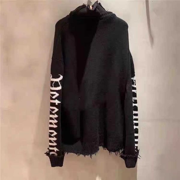 men's hoodies & sweatshirts 1:1 good quality embroidered white knitt sleeves vtm sweaters vetements hole damage high wool sweater, Black
men's hoodies & sweatshirts 1:1 good quality embroidered white knitt sleeves vtm sweaters vetements hole damage high wool sweater, Black