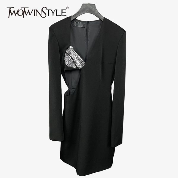 patchwork diamond dress for women asymmetrical collar long sleeve high waist hollow out mini dresses female 210428, Black;gray
patchwork diamond dress for women asymmetrical collar long sleeve high waist hollow out mini dresses female 210428, Black;gray