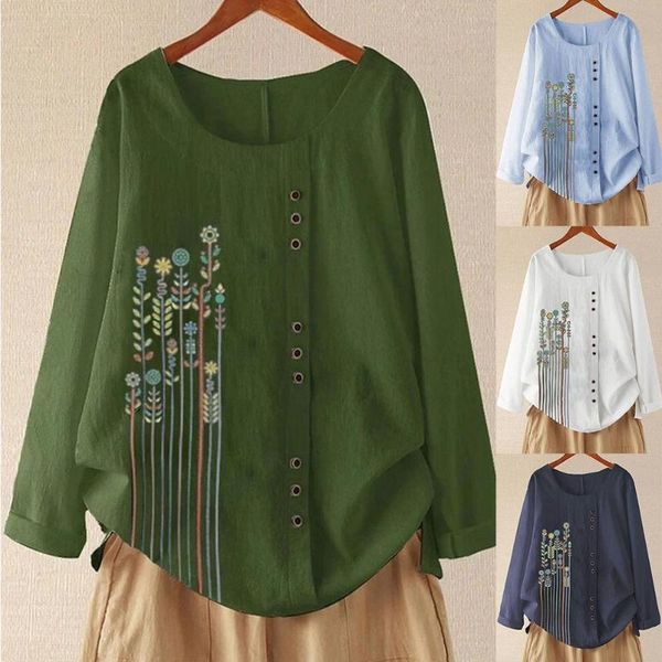 women casual o neck long sleeve floral print buttons loose pullover blouse women's blouses & shirts, White
women casual o neck long sleeve floral print buttons loose pullover blouse women's blouses & shirts, White