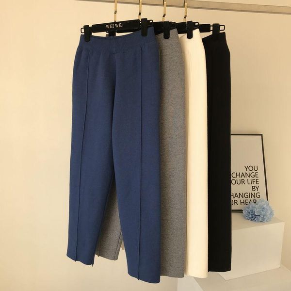 women's pants & capris 2021 korean spring fashion high waist loose knitted straight tube nine point casual strreetwear women, Black;white
women's pants & capris 2021 korean spring fashion high waist loose knitted straight tube nine point casual strreetwear women, Black;white