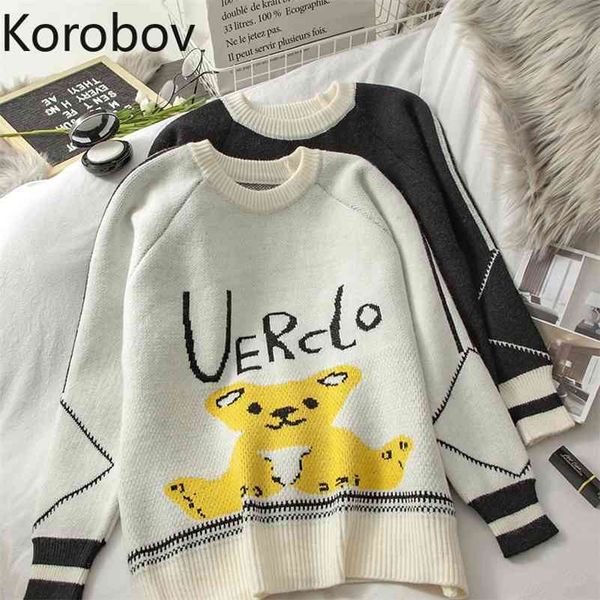 korobov vintage hit color o neck cartoon letter pullovers korean long sleeve office lady kawaii sweaters autumn sueter mujer 210430, White;black
korobov vintage hit color o neck cartoon letter pullovers korean long sleeve office lady kawaii sweaters autumn sueter mujer 210430, White;black