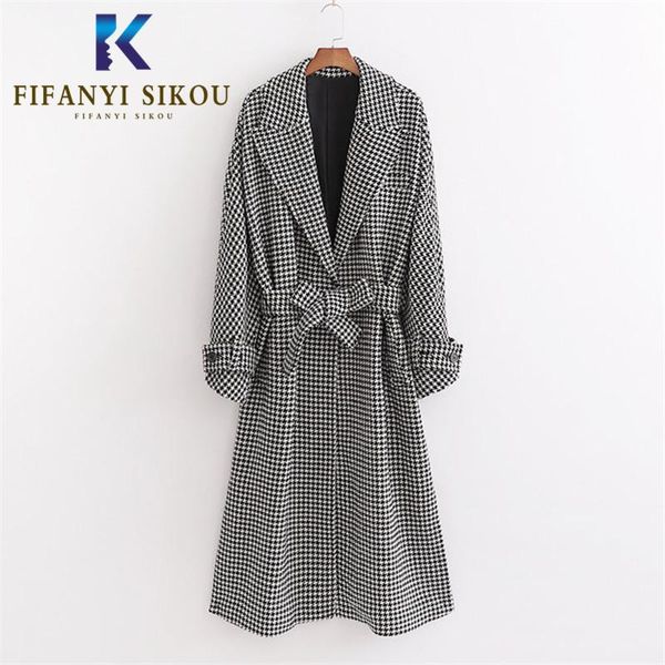 winter coat women fashion warm wool blend lace up lapel long trench loose overcoat female houndstooth woolen women's & blends, Black
winter coat women fashion warm wool blend lace up lapel long trench loose overcoat female houndstooth woolen women's & blends, Black