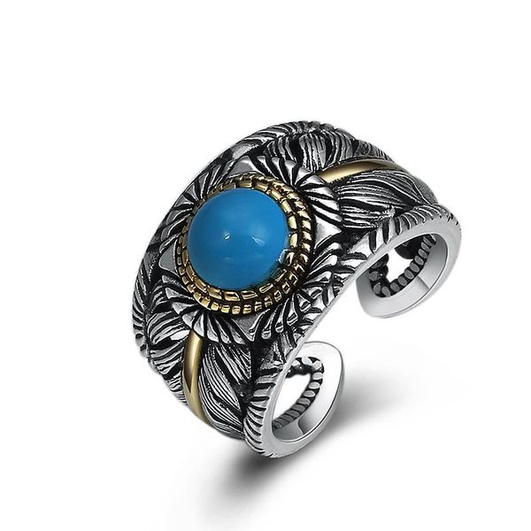 cluster rings s925 sterling silver retro feather men and women ring thai inlaid turquoise opening adjustable, Golden;silver
cluster rings s925 sterling silver retro feather men and women ring thai inlaid turquoise opening adjustable, Golden;silver