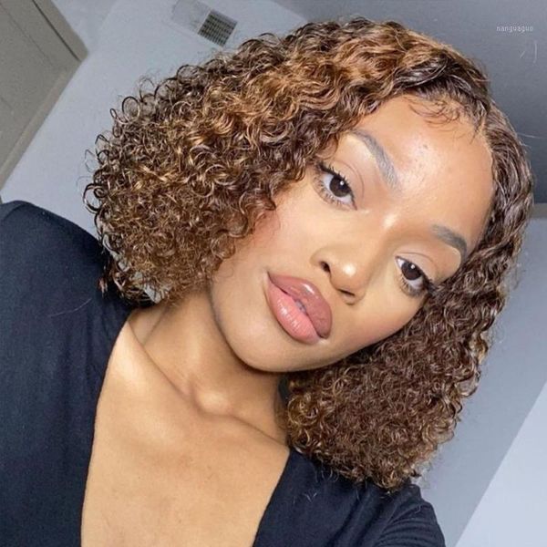 lace closure wigs human hair pre plucked 4x4 highlight wig short curly bob 130% density remy1, Black;brown
lace closure wigs human hair pre plucked 4x4 highlight wig short curly bob 130% density remy1, Black;brown