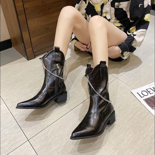 boots mid-calf women shoes fashion high-heeled retro crocodile pattern short 2021 spring pu d700, Black
boots mid-calf women shoes fashion high-heeled retro crocodile pattern short 2021 spring pu d700, Black