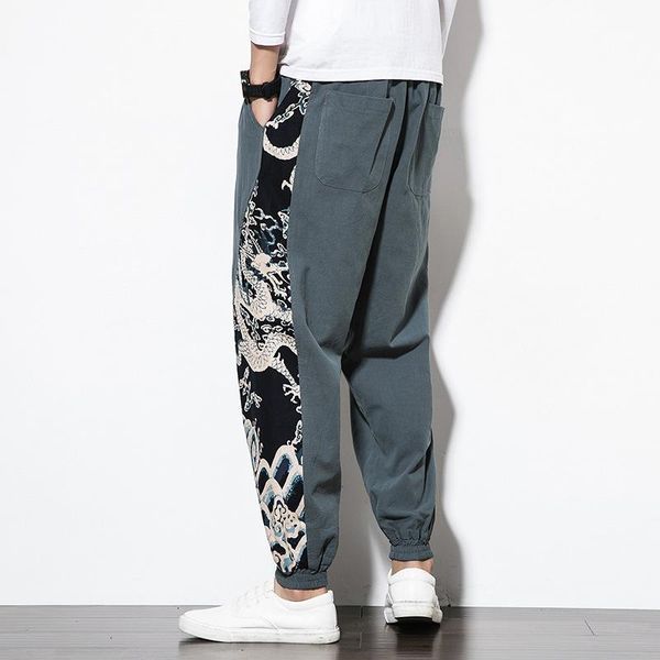 men's pants chinese style clothing 2021 summer national dragon pattern color matching casual cotton loose, Black
men's pants chinese style clothing 2021 summer national dragon pattern color matching casual cotton loose, Black