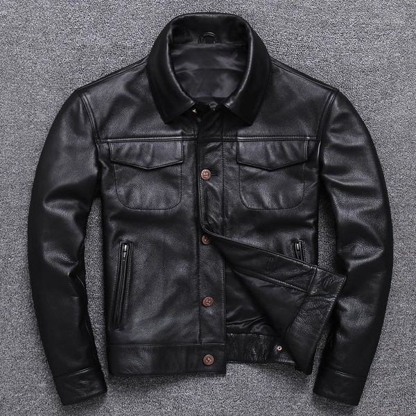 men's leather & faux first layer lear business casual man jackets single-breasted coat lapels cowhide, Black
men's leather & faux first layer lear business casual man jackets single-breasted coat lapels cowhide, Black