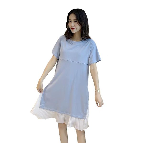 summer maternity clothes cotton nursing short sleeve o-neck pregnant women chiffon breastfeeding pleated dresses, White
summer maternity clothes cotton nursing short sleeve o-neck pregnant women chiffon breastfeeding pleated dresses, White