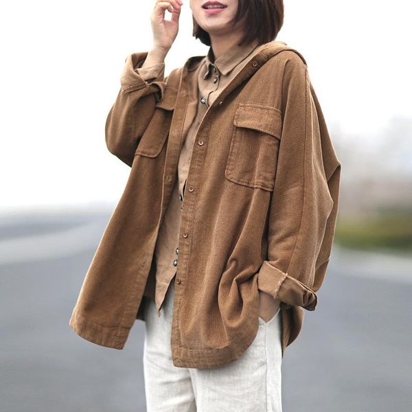 women's jackets women autumn winter retro loose corduroy coat 2021 ladies hooded long-sleeved pocket casual, Black;brown
women's jackets women autumn winter retro loose corduroy coat 2021 ladies hooded long-sleeved pocket casual, Black;brown