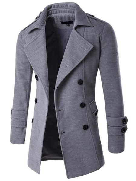 men's wool & blends winter jacket high-quality coat casual slim collar long cotton trench outwear, Black
men's wool & blends winter jacket high-quality coat casual slim collar long cotton trench outwear, Black