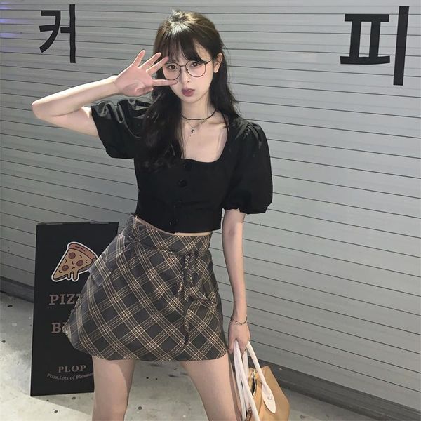 women's t-shirt 2021 korean summer plaid pencil skirts womens harajuku high waist mini lining with shorts streetwear vintage skirt a716, White
women's t-shirt 2021 korean summer plaid pencil skirts womens harajuku high waist mini lining with shorts streetwear vintage skirt a716, White