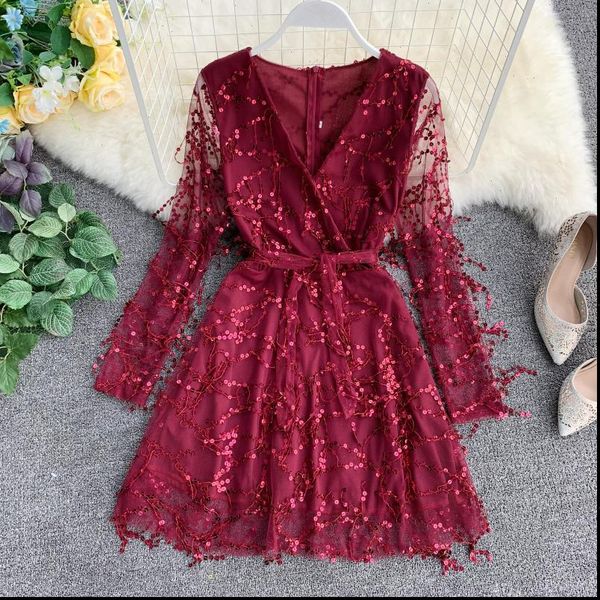 v neck bling sequin women dress tassels bodycon mesh gauze short slim bandage strap zipper ruffles chic, Black;gray
v neck bling sequin women dress tassels bodycon mesh gauze short slim bandage strap zipper ruffles chic, Black;gray