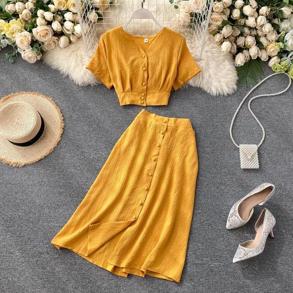 beach two piece sets clothes womens tracksuits short buttons crop with loose skirt suits summer woman 2 pcs, Gray
beach two piece sets clothes womens tracksuits short buttons crop with loose skirt suits summer woman 2 pcs, Gray