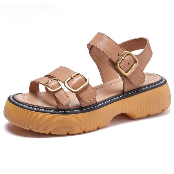 sandals women's platform 2021 summer thick-soled retro roman girl genuine leather open toe buckle ladies, Black
sandals women's platform 2021 summer thick-soled retro roman girl genuine leather open toe buckle ladies, Black