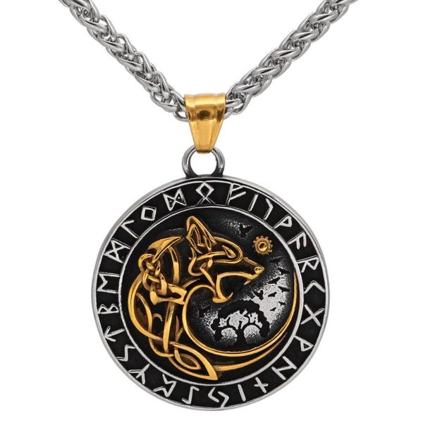 pendant necklaces nordic viking stainlesss steel yggdrasil wolf rune necklace with valknut gift bag, Silver
pendant necklaces nordic viking stainlesss steel yggdrasil wolf rune necklace with valknut gift bag, Silver