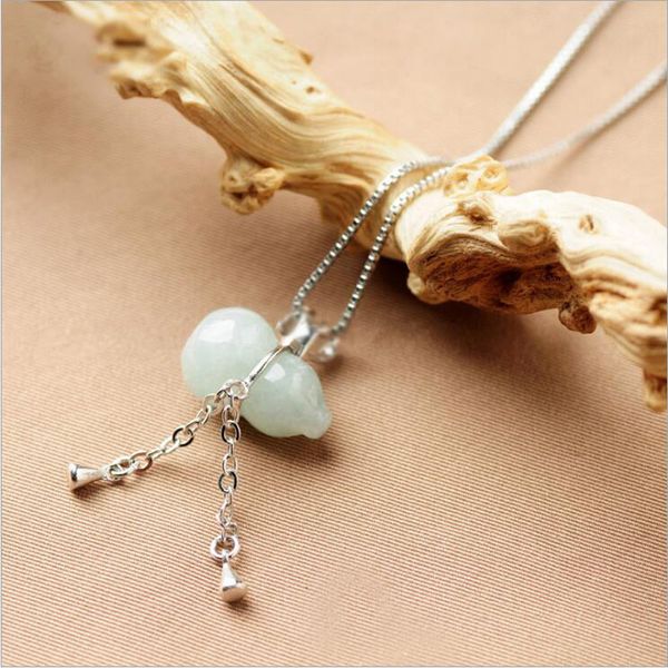 925 silver jade natural emerald gourd shape trendy charm necklace pendant for lovers gift, Black;brown
925 silver jade natural emerald gourd shape trendy charm necklace pendant for lovers gift, Black;brown