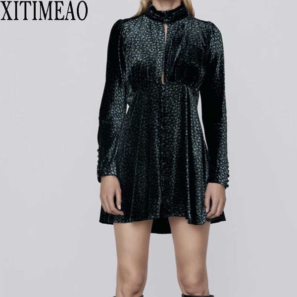 za vintage floral printed velvet a-line dres casual long sleeve spring slim high collar es female print 210604, Black;gray
za vintage floral printed velvet a-line dres casual long sleeve spring slim high collar es female print 210604, Black;gray