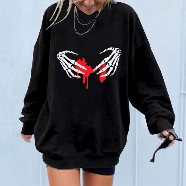 women's hoodies & sweatshirts halloween skeleton printed women loose crewneck long sleeve pullovers autumn winter sudaderas, Black
women's hoodies & sweatshirts halloween skeleton printed women loose crewneck long sleeve pullovers autumn winter sudaderas, Black