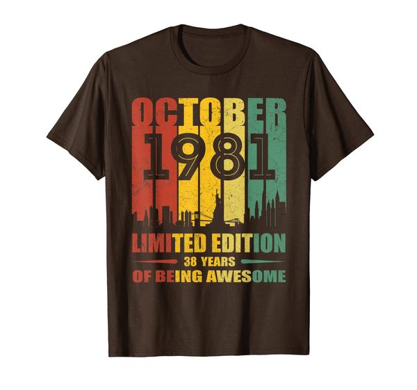 made in october 1981 vintage funny 38th birthday gift t-shirt, White;black
made in october 1981 vintage funny 38th birthday gift t-shirt, White;black