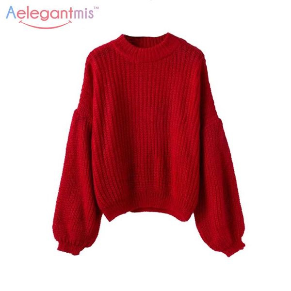 aelegantmis loose knitting red sweater women knitted pullovers puff sleeve female autumn winter knitwear casual jumper women's sweaters, White;black
aelegantmis loose knitting red sweater women knitted pullovers puff sleeve female autumn winter knitwear casual jumper women's sweaters, White;black
