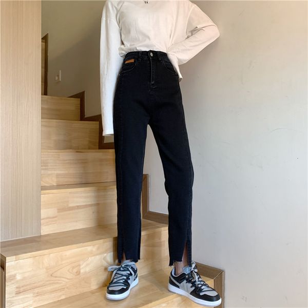 jeans ytx108 women's high-waisted breech breeches loose straight leg and fine slit trousers cut out with cigarette pants, Blue
jeans ytx108 women's high-waisted breech breeches loose straight leg and fine slit trousers cut out with cigarette pants, Blue