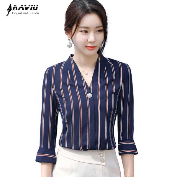 chiffon shirt women half sleeve spring summer stripes v neck casual blouses office ladies temperament loose work 210604, White
chiffon shirt women half sleeve spring summer stripes v neck casual blouses office ladies temperament loose work 210604, White