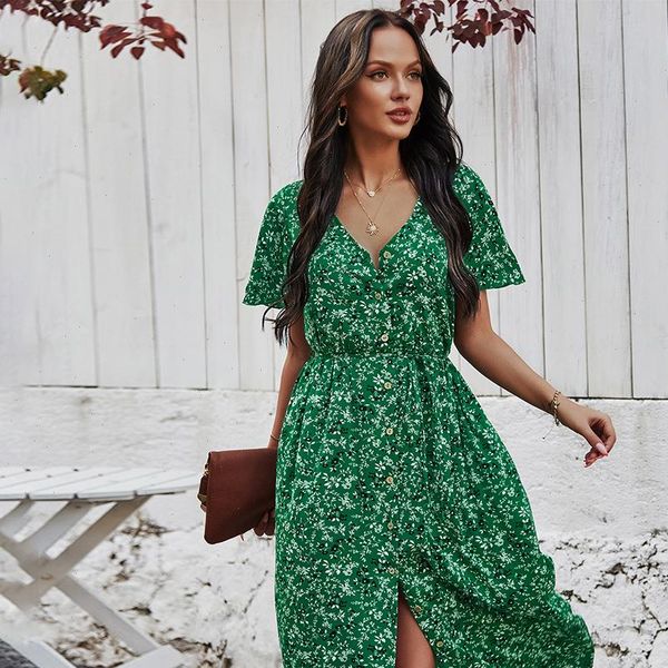 women dresses ladies vintage maxi floral print summer dress slim casual high waist button bohemian beach vestidos female, Black;gray
women dresses ladies vintage maxi floral print summer dress slim casual high waist button bohemian beach vestidos female, Black;gray