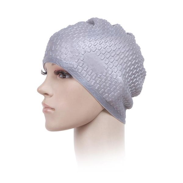 elastic waterproof pu fabric protect ears long hair sports swim pool hat swimming cap size for men & women adults accessories