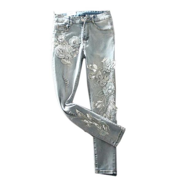 women's jeans spring autumn fashion women embroidery sequined flower pencil denim pants high waist slim woman r785, Blue
women's jeans spring autumn fashion women embroidery sequined flower pencil denim pants high waist slim woman r785, Blue