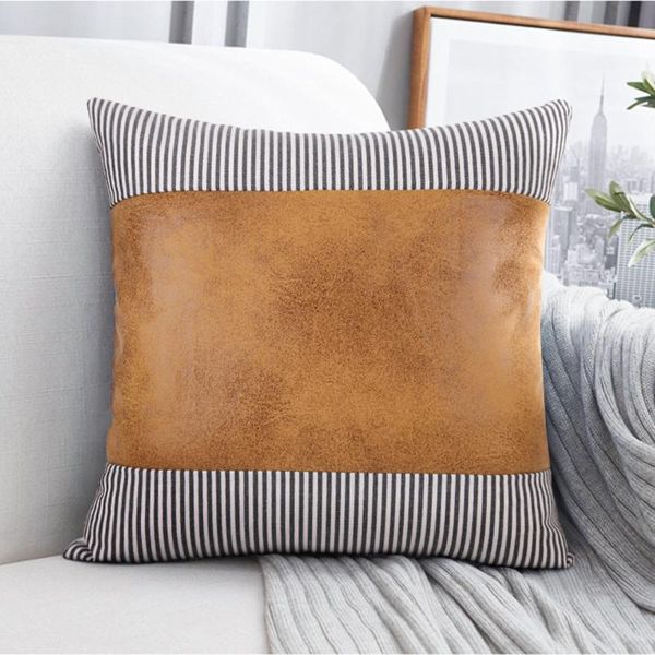 cushion/decorative pillow 45*45cm cushion cover pu leather canvas stripe patchwork covers for office/car/sofa/throw home decorative pillowca
cushion/decorative pillow 45*45cm cushion cover pu leather canvas stripe patchwork covers for office/car/sofa/throw home decorative pillowca