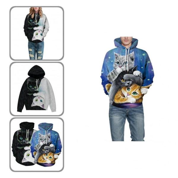men's sweaters drawstring men women 3d animal printing hoodie for office, White;black
men's sweaters drawstring men women 3d animal printing hoodie for office, White;black