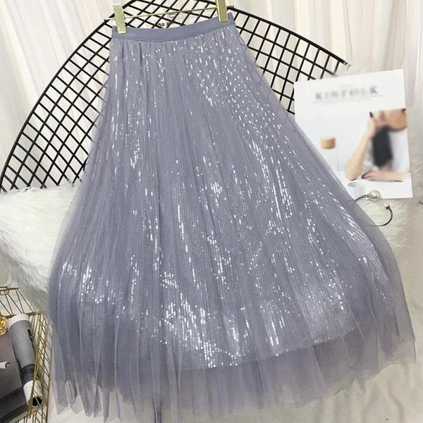 women's long mesh maxi skirt summer shiny sequined tulle skirts woman fashion korean style high waist midi pleated faldas, Black
women's long mesh maxi skirt summer shiny sequined tulle skirts woman fashion korean style high waist midi pleated faldas, Black